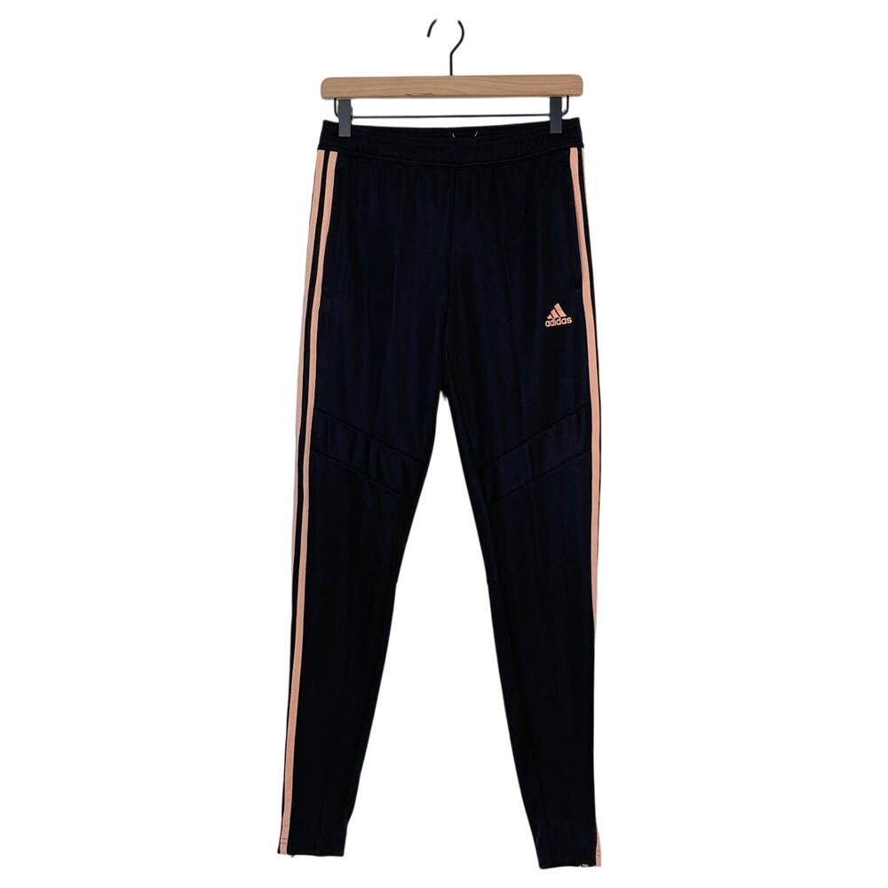 Adidas Sweatpants Black Pink Striped Logo Athletic Training Pants Size XS